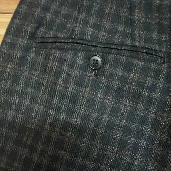 Reiss size 32x30 Black and Brown Plaid 100% Wool Dress Pants with Pockets - Picture 8 of 12